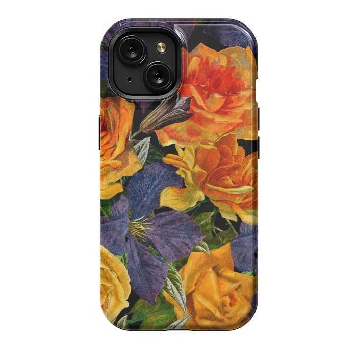 iPhone 15 StrongFit Clematis and Yellow Vintage Roses by  Utart
