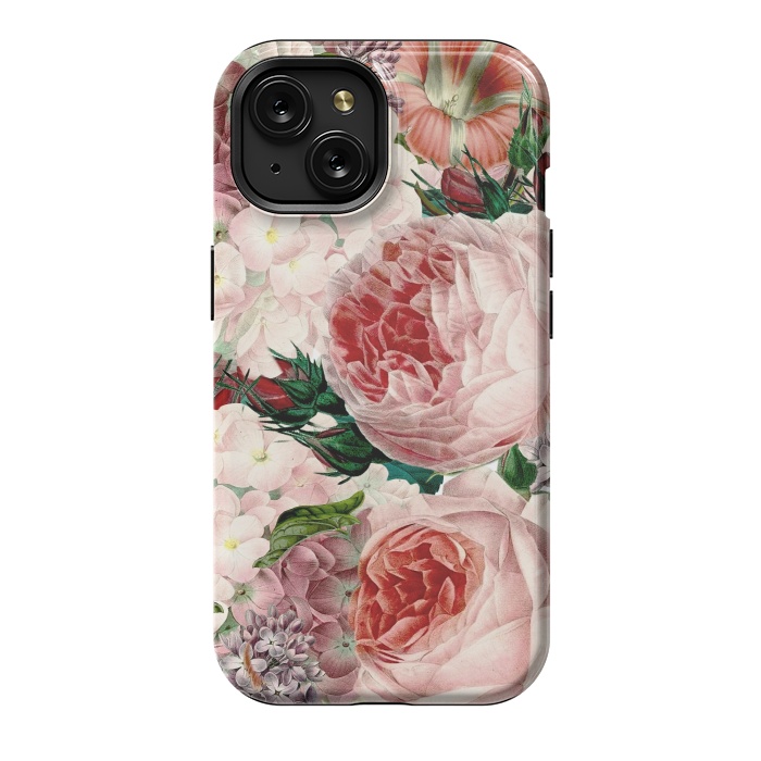 iPhone 15 StrongFit Roses and Hydrangea Pattern by  Utart
