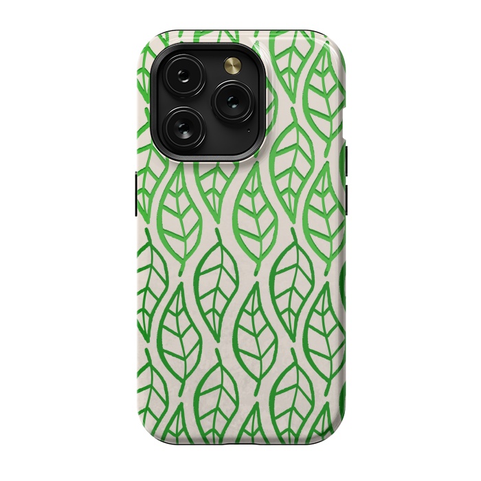 iPhone 15 Pro StrongFit leaf pattern green by MALLIKA