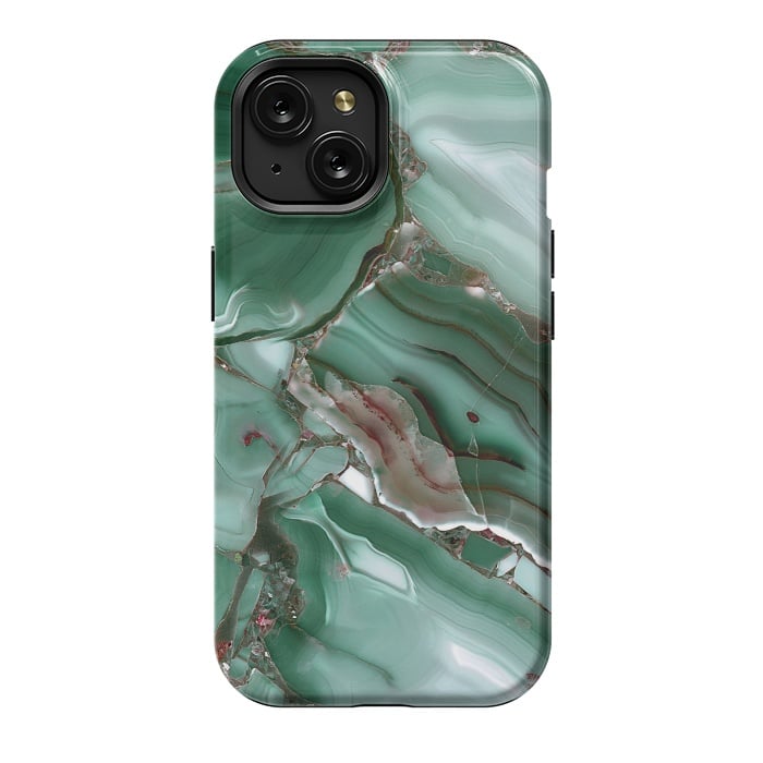 iPhone 15 StrongFit Green Malachite Agate by  Utart