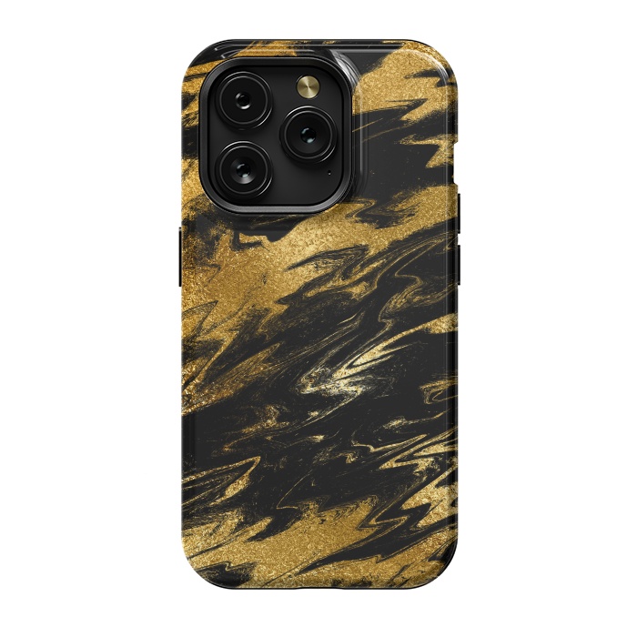 iPhone 15 Pro StrongFit Black and Gold Marble by  Utart