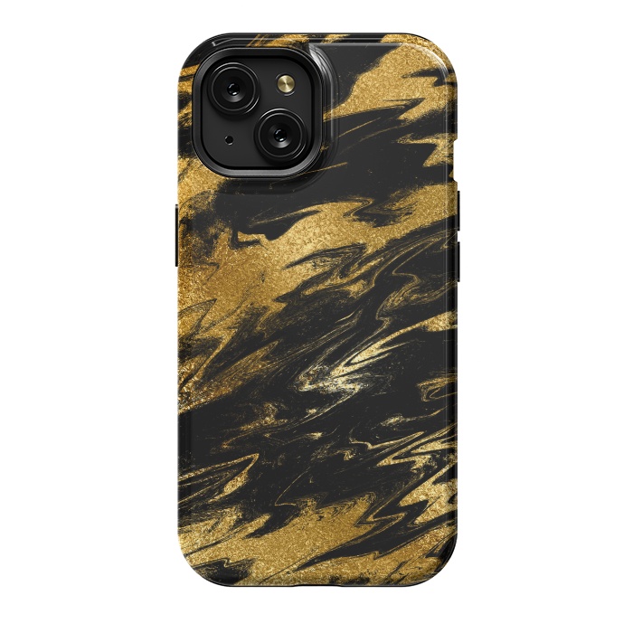iPhone 15 StrongFit Black and Gold Marble by  Utart