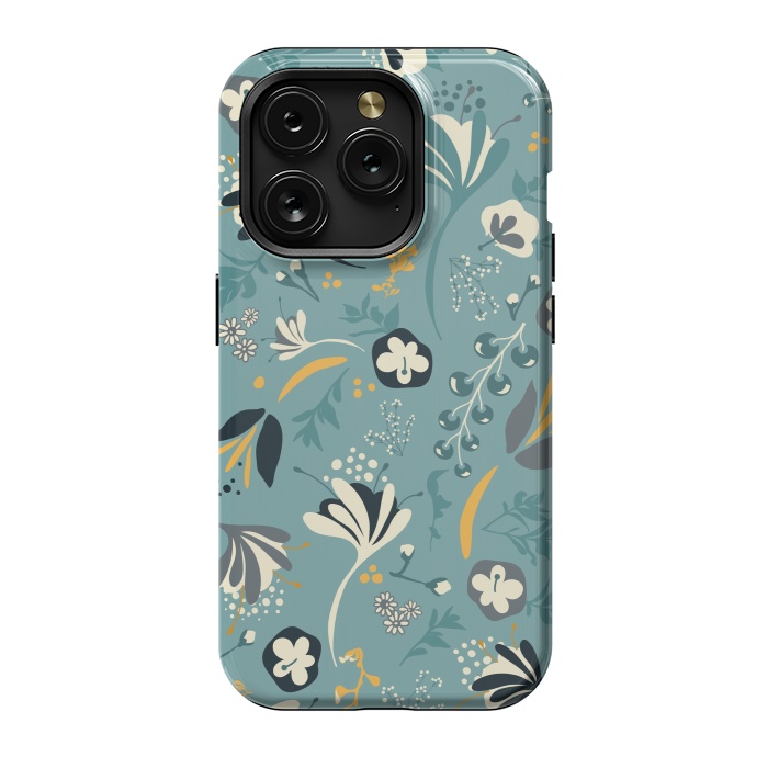 iPhone 15 Pro StrongFit Beautiful BC Bloom in Blue and Yellow by Paula Ohreen