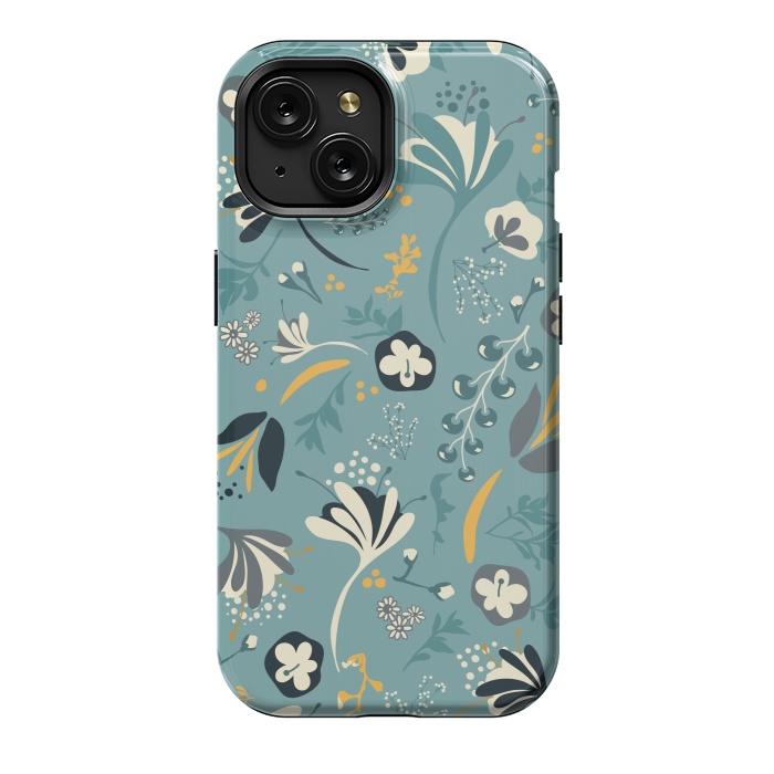 iPhone 15 StrongFit Beautiful BC Bloom in Blue and Yellow by Paula Ohreen