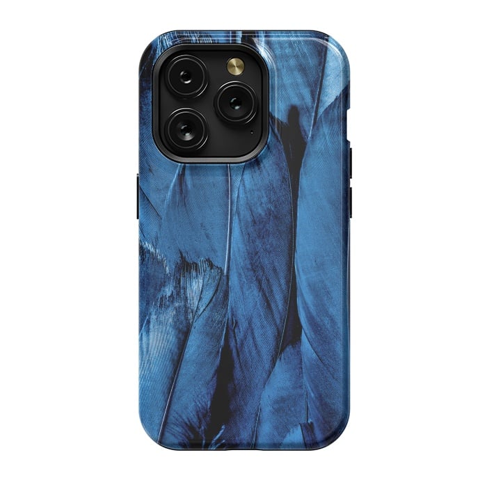 iPhone 15 Pro StrongFit Dark Blue Feathers by Andrea Haase