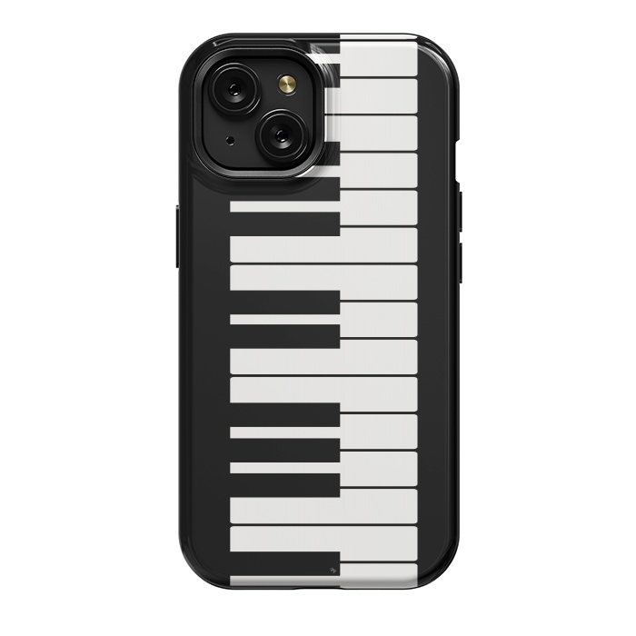 iPhone 15 StrongFit Black and white piano keys music instrument by Martina