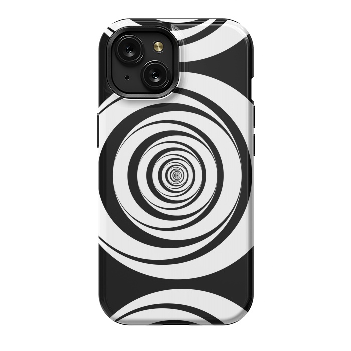 iPhone 15 StrongFit Concentric Circles Pop-Art Black White 2 by Andrea Haase