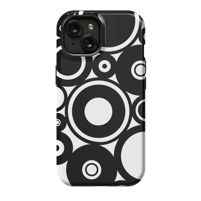 iPhone 15 StrongFit Pop-Art Black White Circles by Andrea Haase