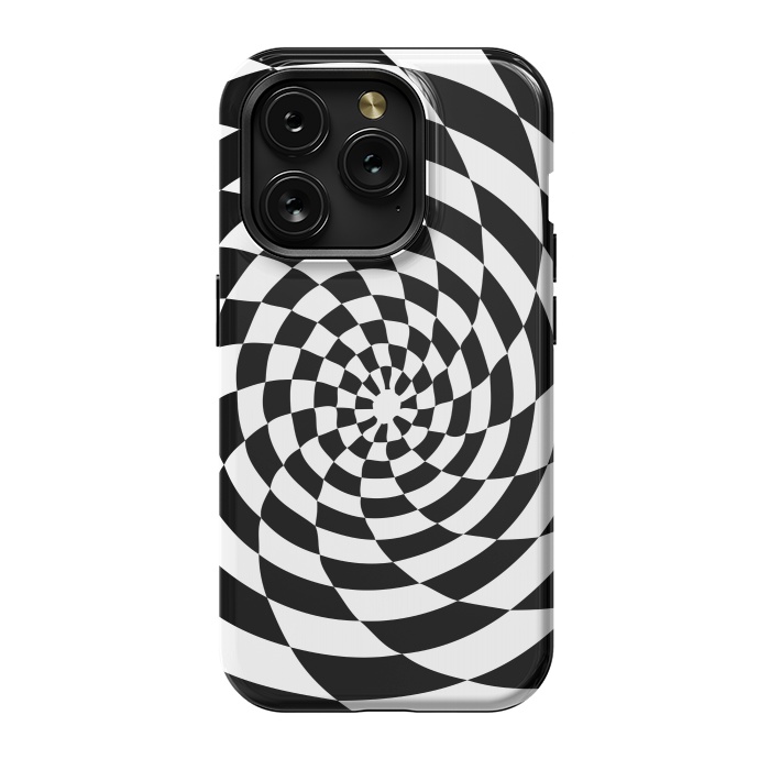 iPhone 15 Pro StrongFit Checker Spiral Black And White by Andrea Haase