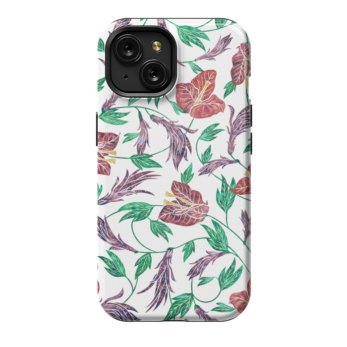 iPhone 15 StrongFit Tropical Flowers Pattern by Dushan Medich