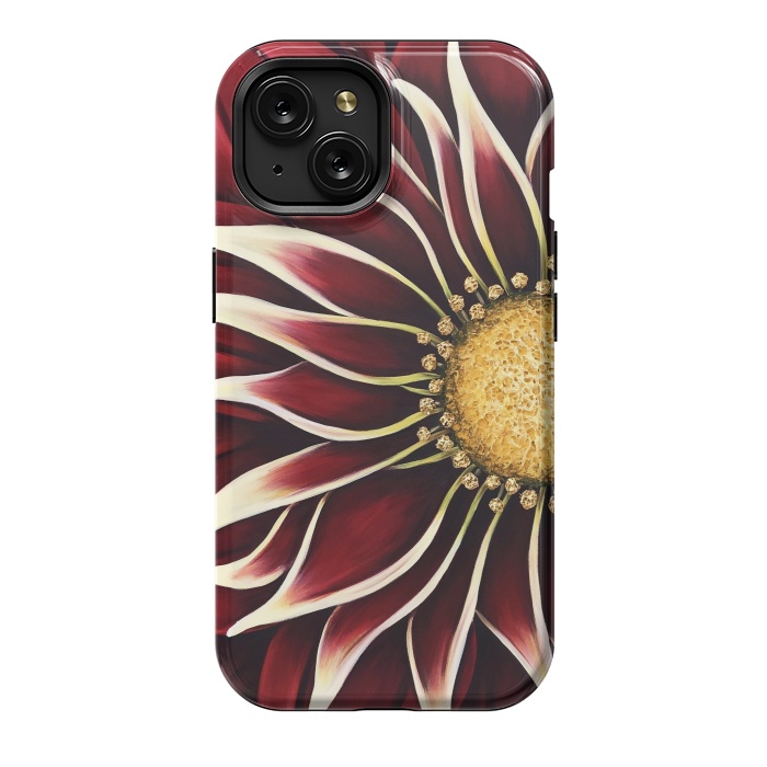 iPhone 15 StrongFit Crimson Zinnia by Denise Cassidy Wood