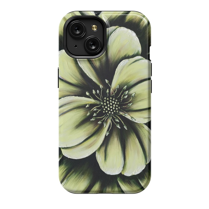 iPhone 15 StrongFit Green Flower by Denise Cassidy Wood