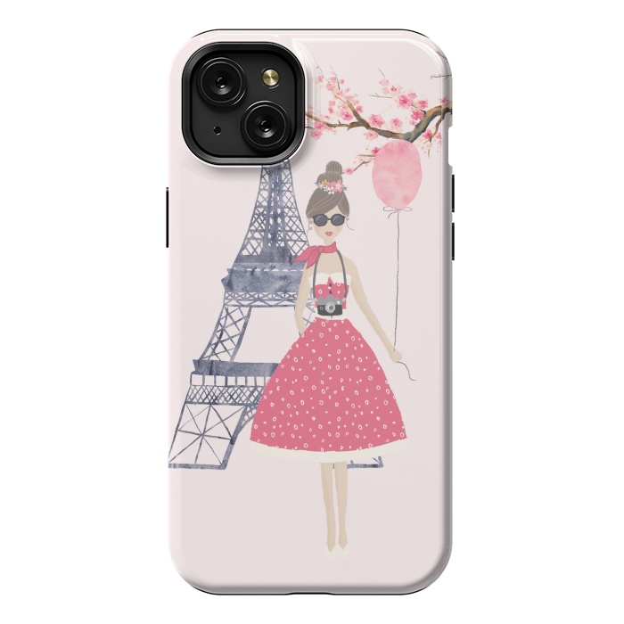 iPhone 15 Plus StrongFit Trendy Girl in Spring in Paris by DaDo ART