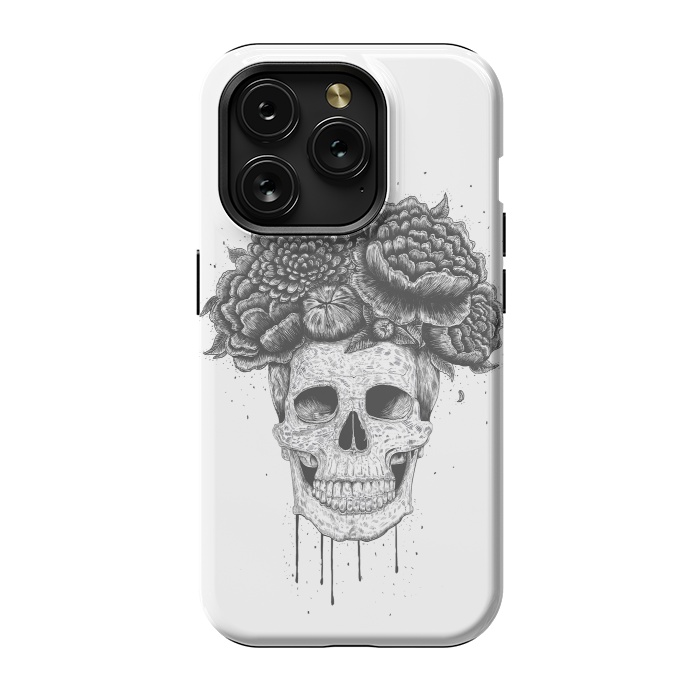 iPhone 15 Pro StrongFit Skull with flowers by kodamorkovkart