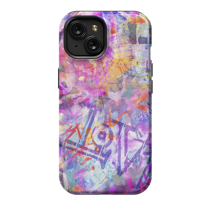 iPhone 15 StrongFit Pink Grunge Graffiti Wall by Andrea Haase