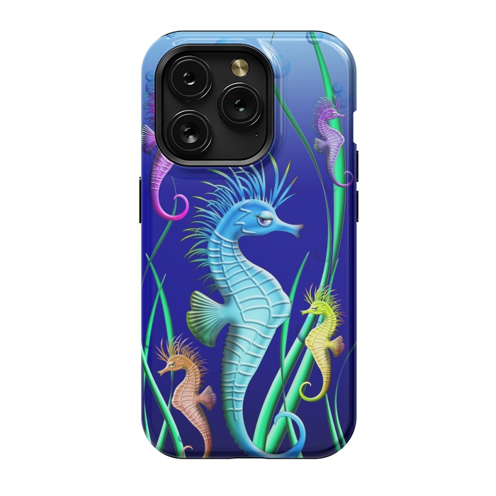 iPhone 15 Pro StrongFit Seahorses Underwater Scenery by BluedarkArt