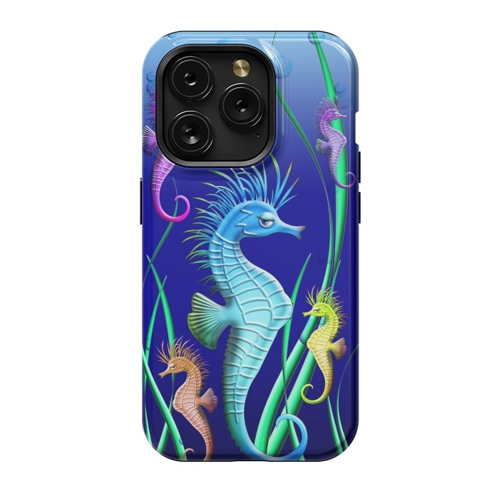 iPhone 15 Pro StrongFit Seahorses Underwater Scenery by BluedarkArt