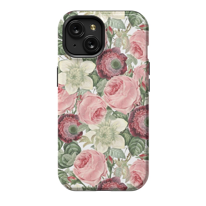 iPhone 15 StrongFit Pastel Vintage Roses Pattern by  Utart