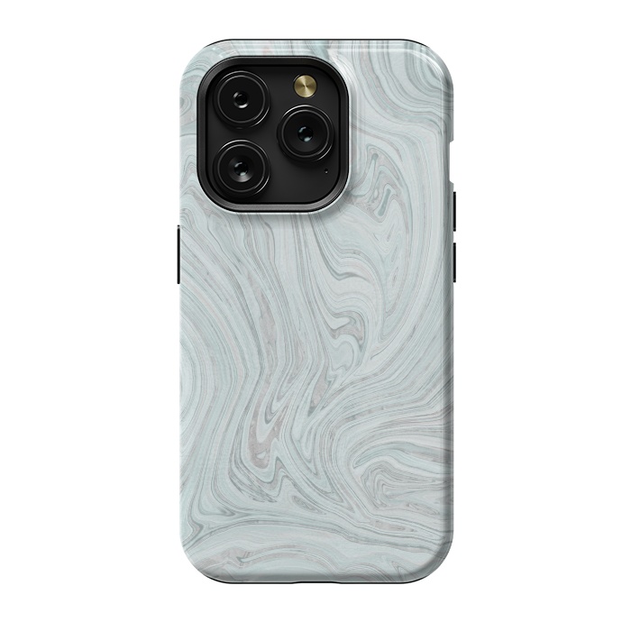 iPhone 15 Pro StrongFit Teal Grey Soft Pastel Marble by Andrea Haase