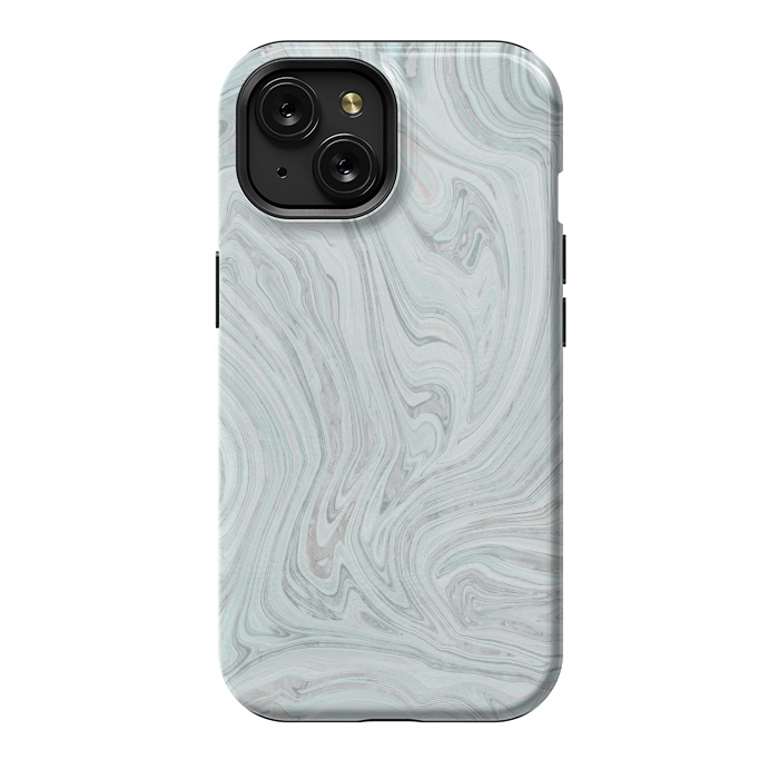iPhone 15 StrongFit Teal Grey Soft Pastel Marble by Andrea Haase