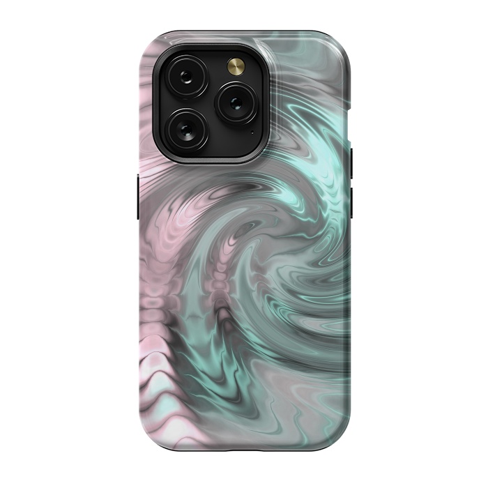 iPhone 15 Pro StrongFit Abstract Fractal Swirl Rose Gold And Teal 2 by Andrea Haase