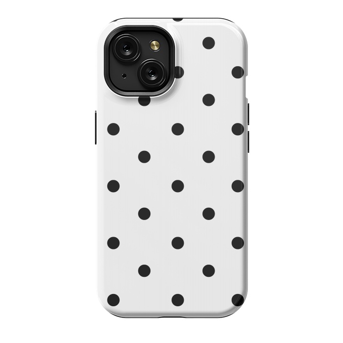 iPhone 15 StrongFit Simply black polka dots on white  by DaDo ART