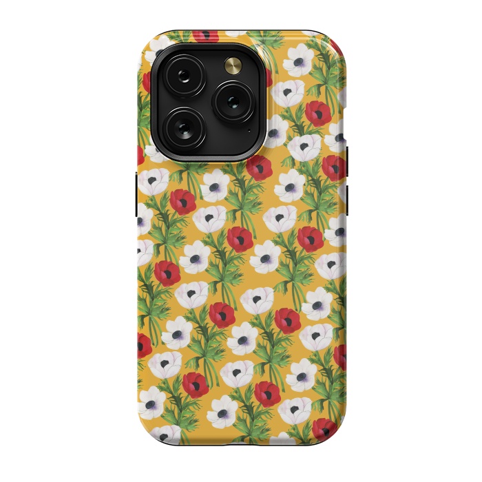 iPhone 15 Pro StrongFit Yellow Flowers Rain by Rossy Villarreal