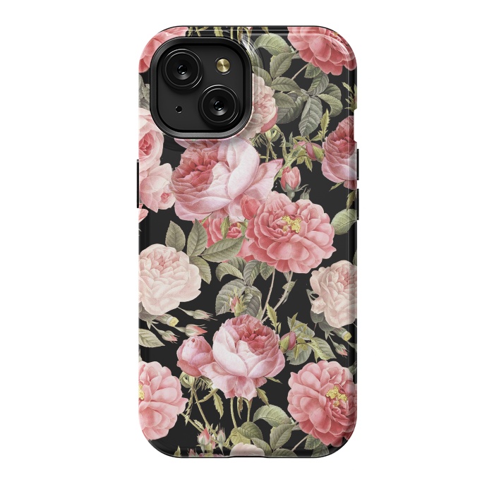 iPhone 15 StrongFit Bridal Roses Pattern on Black by  Utart
