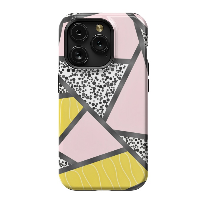 iPhone 15 Pro StrongFit Geometric pink black by Jms