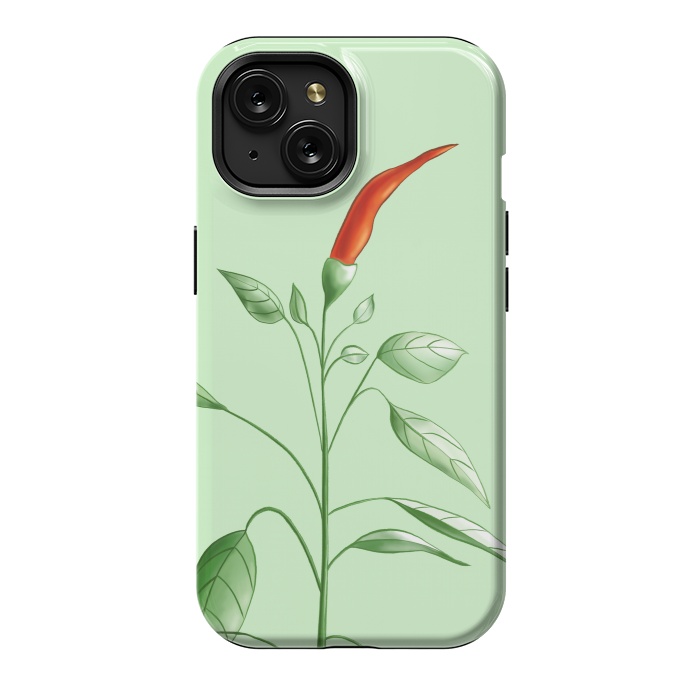 iPhone 15 StrongFit Hot Chili Pepper Plant Botanical Illustration by Boriana Giormova