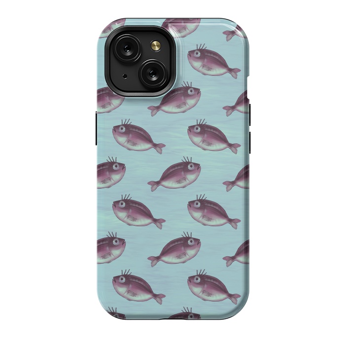 iPhone 15 StrongFit Funny Fish With Fancy Eyelashes Pattern by Boriana Giormova