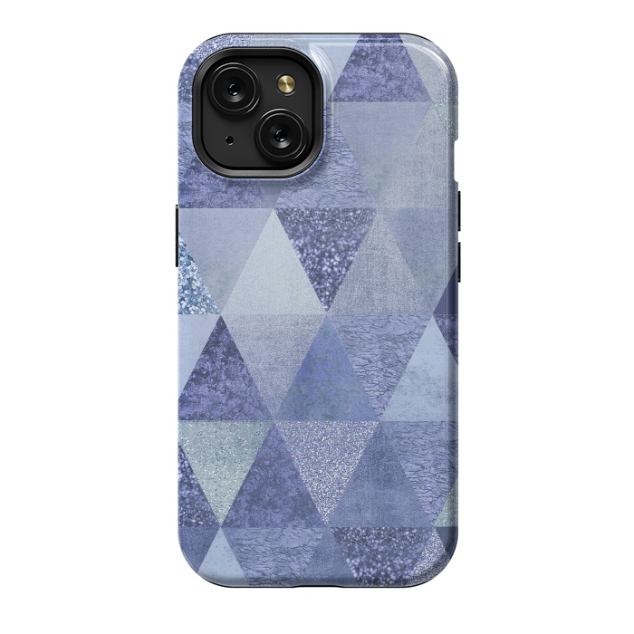 iPhone 15 StrongFit Blue Glitter Triangle Pattern by Andrea Haase
