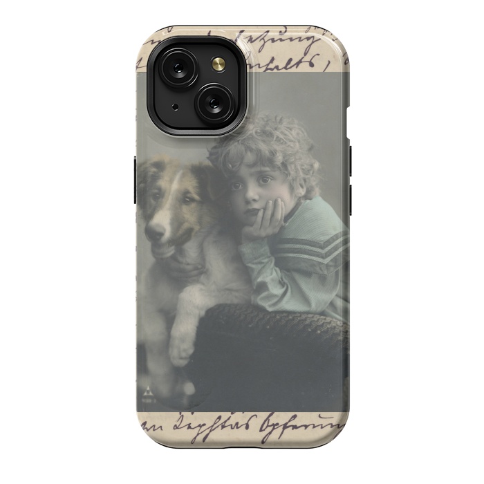 iPhone 15 StrongFit Vintage Boy With Dog by Andrea Haase