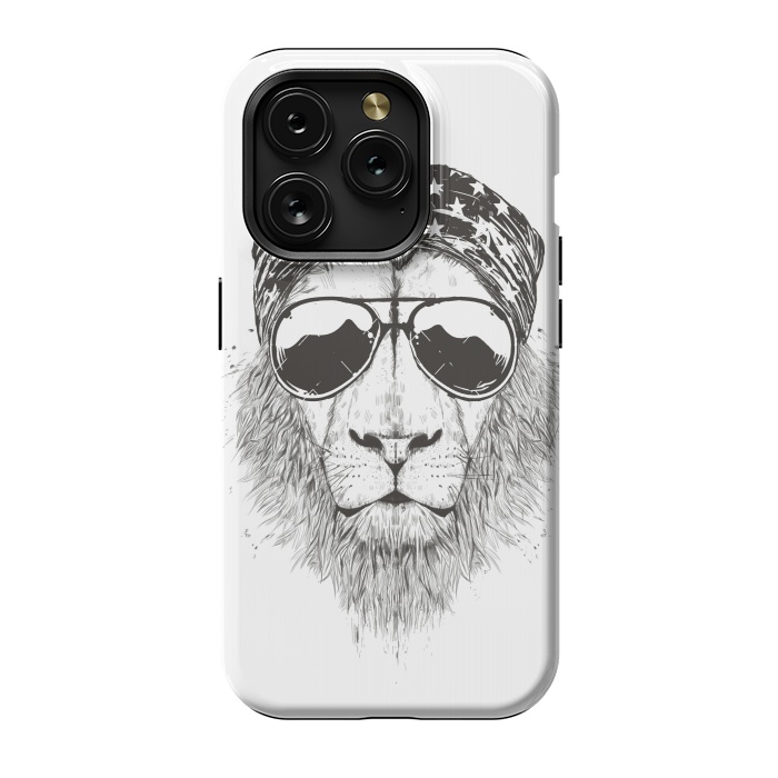 iPhone 15 Pro StrongFit Wild lion (bw) by Balazs Solti