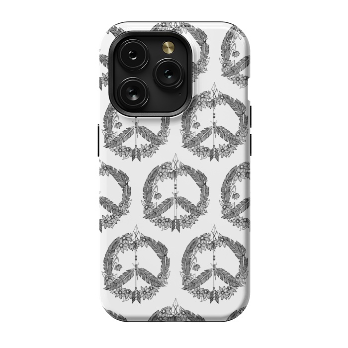 iPhone 15 Pro StrongFit Bohemian Peace Sign Print by Becky Starsmore