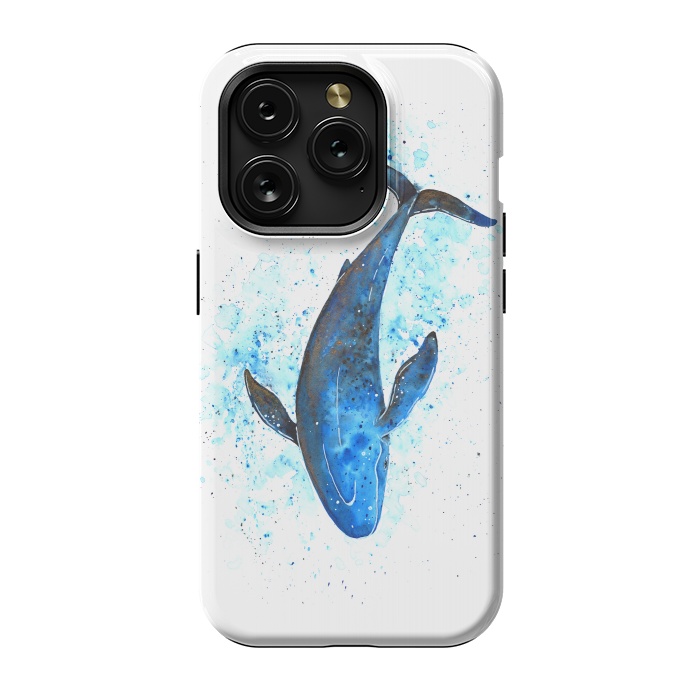 iPhone 15 Pro StrongFit Watercolor Blue Whale Dive by Becky Starsmore