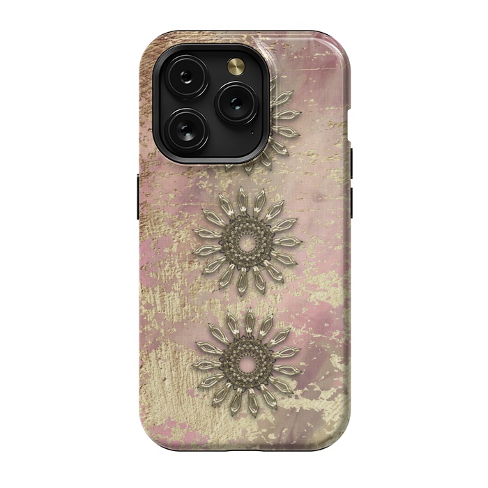 iPhone 15 Pro StrongFit Golden Embellishments On Pink And Gold by Andrea Haase