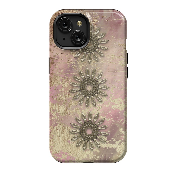 iPhone 15 StrongFit Golden Embellishments On Pink And Gold by Andrea Haase