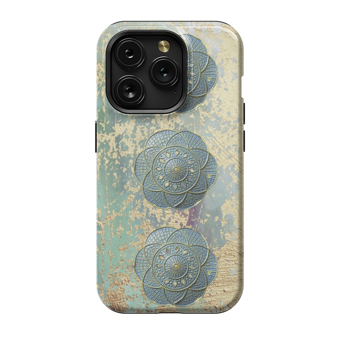 iPhone 15 Pro StrongFit Precious Embellishment On Gold And Teal by Andrea Haase