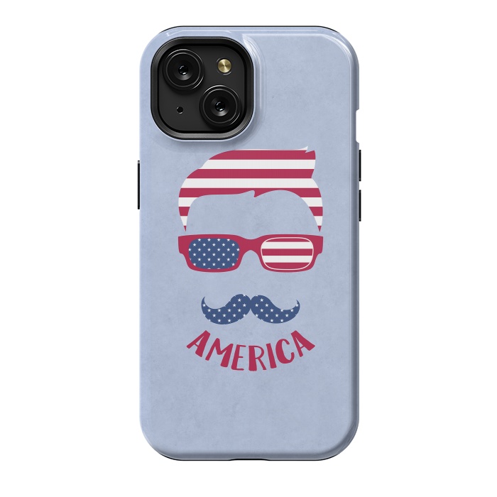 iPhone 15 StrongFit American Hipster Face 4th July by Andrea Haase