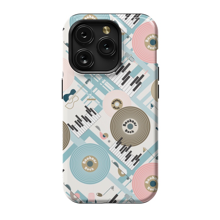 iPhone 15 Pro StrongFit Bauhaus Rock - Pink and Blue by Paula Ohreen