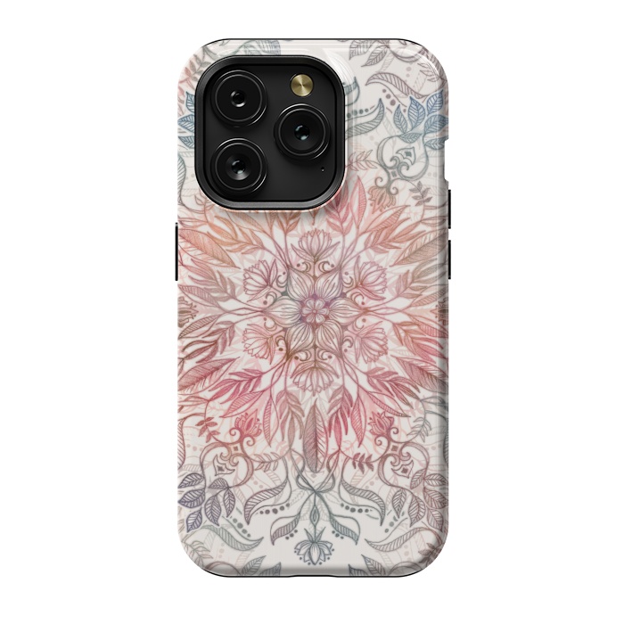 iPhone 15 Pro StrongFit Autumn Spice Mandala in Coral and Cream by Micklyn Le Feuvre