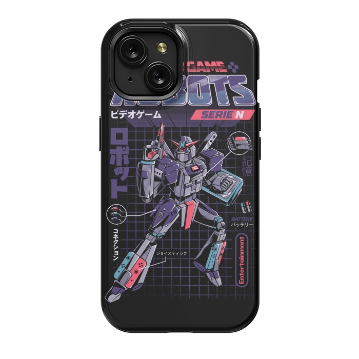 iPhone 15 StrongFit Video Game Robot - Model N by Ilustrata