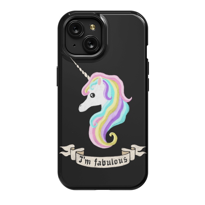 iPhone 15 StrongFit Fabulous unicorn by Laura Nagel