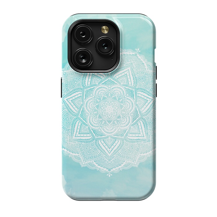 iPhone 15 Pro StrongFit Mandala flower turquoise by Jms