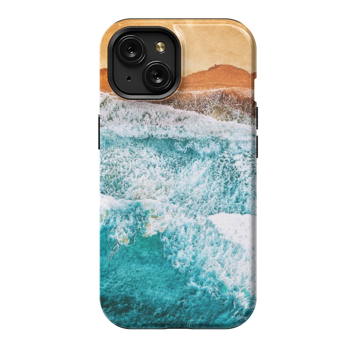 iPhone 15 StrongFit Tropical VI - Beach Waves II by Art Design Works