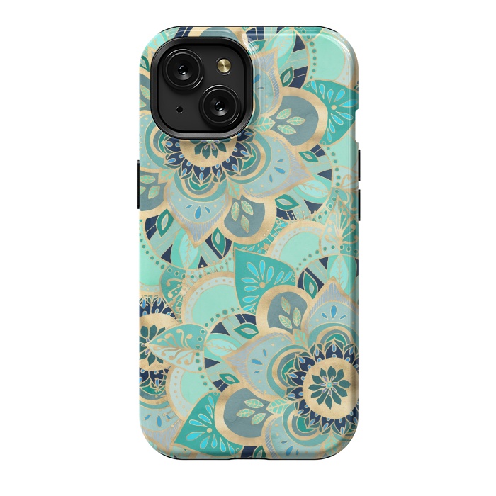 iPhone 15 StrongFit Emerald and Gold Mandalas by Tangerine-Tane