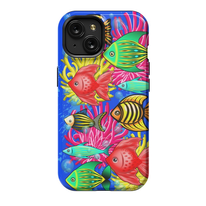 iPhone 15 StrongFit Fish Cute Colorful Doodles  by BluedarkArt