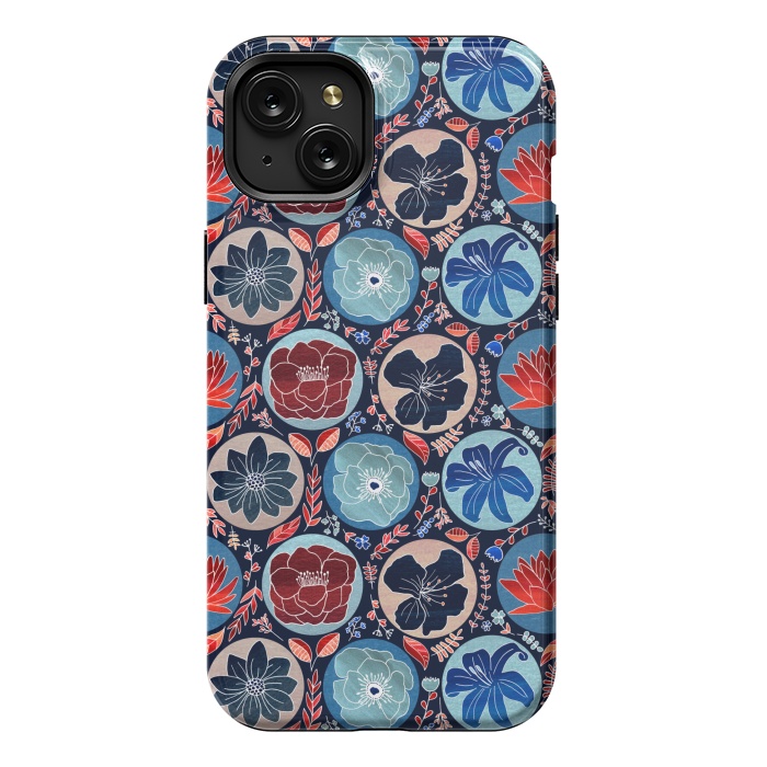 iPhone 15 Plus StrongFit Moody Polka Dot Floral  by Tigatiga