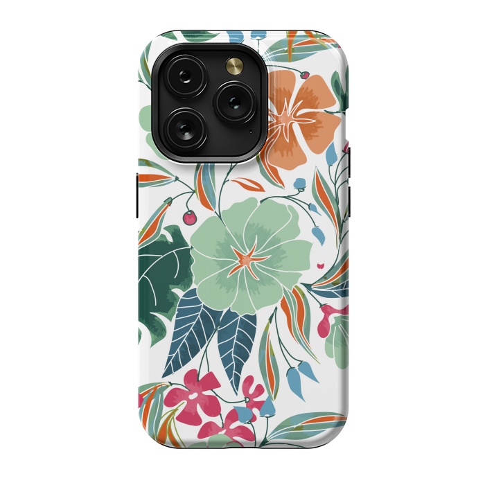 iPhone 15 Pro StrongFit Minty + Rust Floral by Uma Prabhakar Gokhale